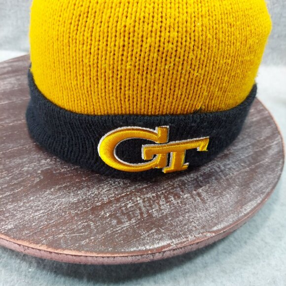 Yellow & Black GT Knit Beanie With Pom-Pom Hat 47 Brand College - Picture 8 of 10
